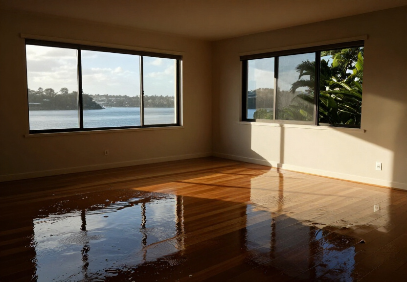 Flooded garage in South Hurstville before restoration