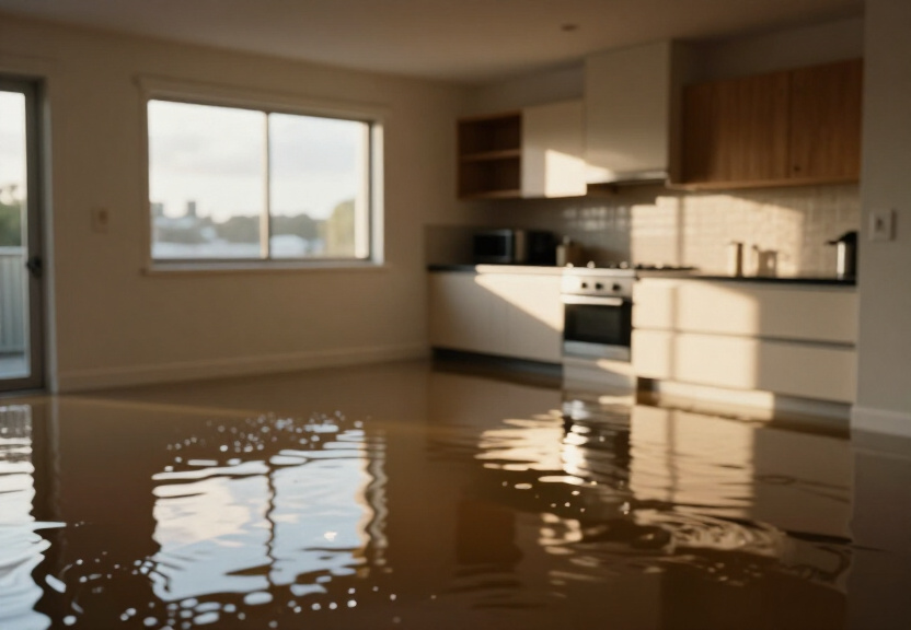 Flooded basement in South Hurstville before drying